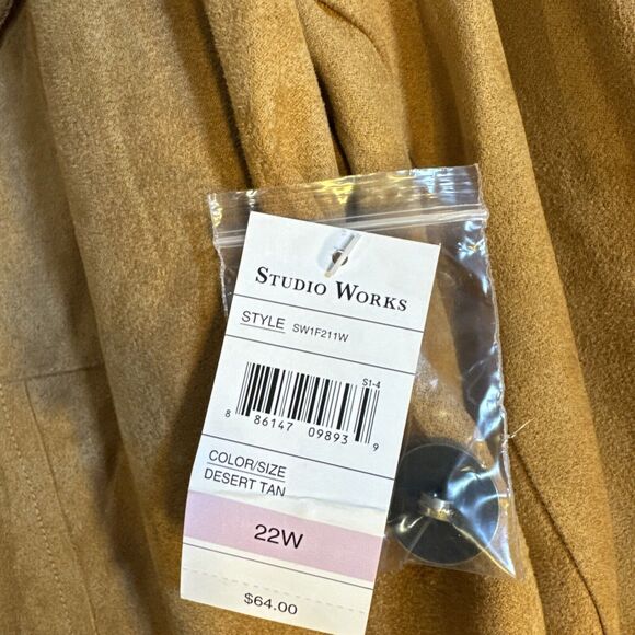 Studio Works Faux Suede Full‎ Zip Up Jacket Women's Size 22 NWT Career Western - Picture 3 of 8